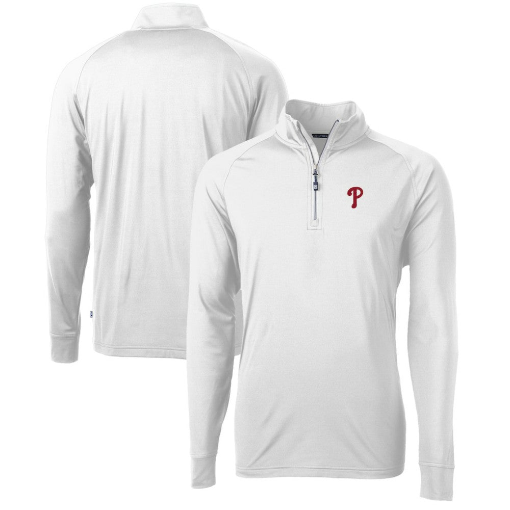 Philadelphia Phillies Cutter & Buck Adapt Eco Knit Stretch Recycled Quarter-Zip Pullover Top White