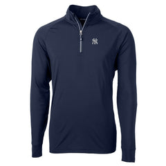 New York Yankees Cutter & Buck Adapt Eco Knit Stretch Recycled Quarter-Zip Pullover Top Navy