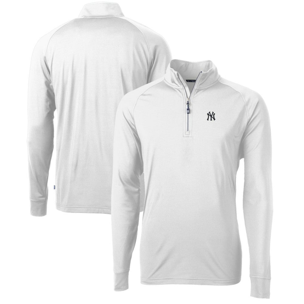 New York Yankees Cutter & Buck Adapt Eco Knit Stretch Recycled Quarter-Zip Pullover Top White