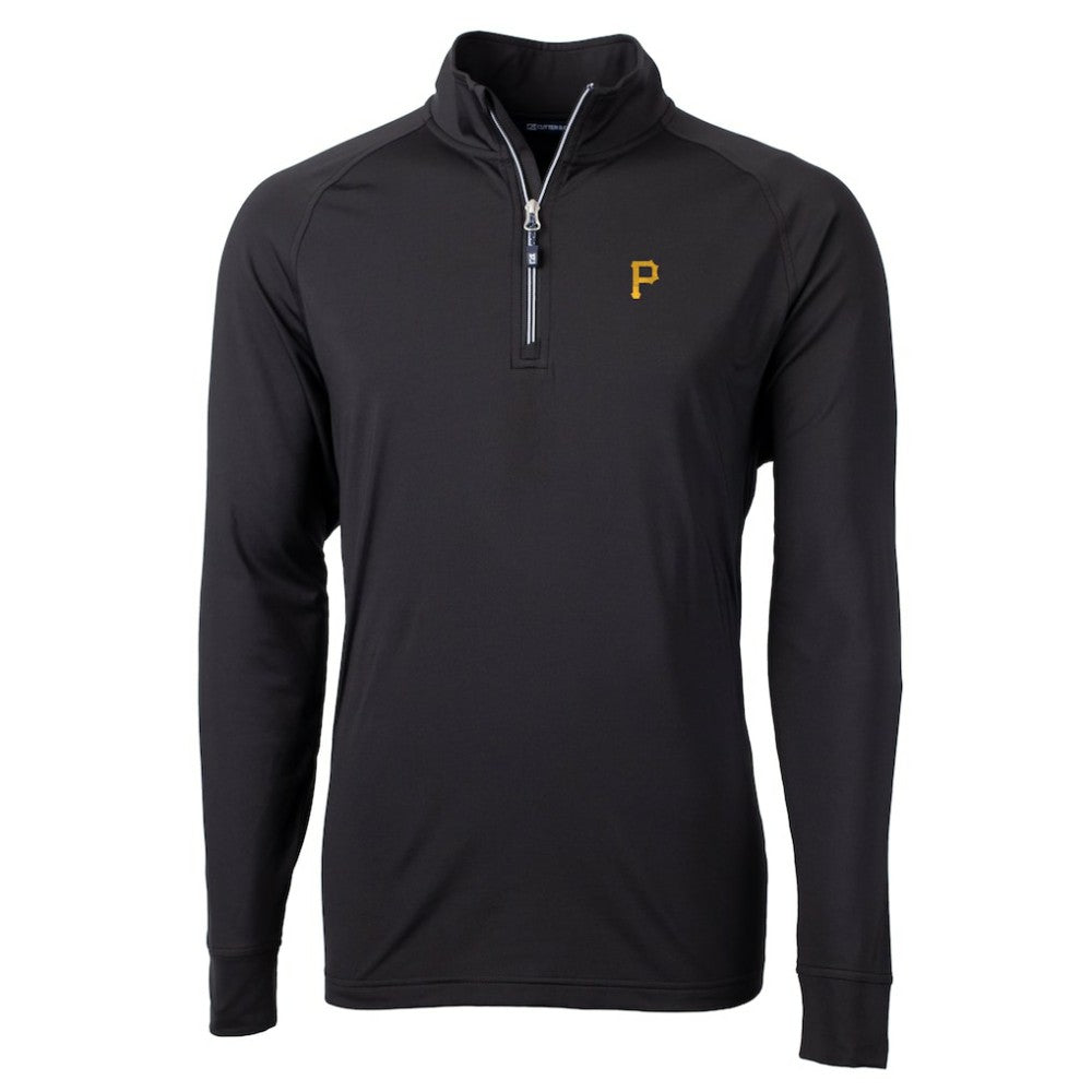 Pittsburgh Pirates Cutter & Buck Adapt Eco Knit Stretch Recycled Quarter-Zip Pullover Top Black