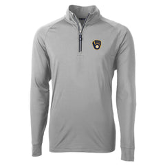 Milwaukee Brewers Cutter & Buck Adapt Eco Knit Stretch Recycled Quarter-Zip Pullover Top Gray