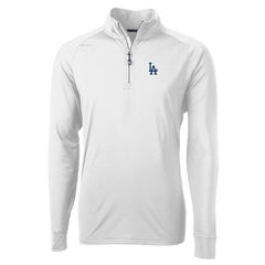 Los Angeles Dodgers Cutter & Buck Adapt Eco Knit Stretch Recycled Quarter-Zip Pullover Top White