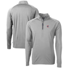 Chicago Cubs Cutter & Buck Adapt Eco Knit Stretch Recycled Quarter-Zip Pullover Top Gray