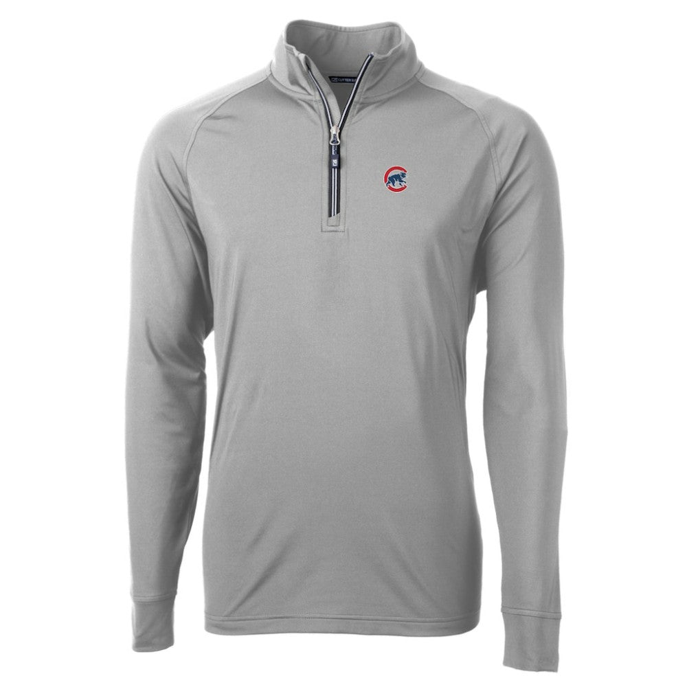 Chicago Cubs Cutter & Buck Adapt Eco Knit Stretch Recycled Quarter-Zip Pullover Top Gray