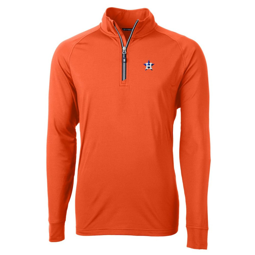 Houston Astros Cutter & Buck Adapt Eco Knit Stretch Recycled Quarter-Zip Pullover Top Orange