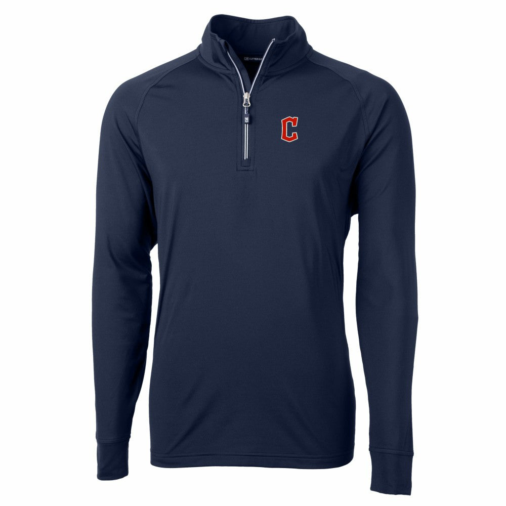 Cleveland Guardians Cutter & Buck Adapt Eco Knit Stretch Recycled Quarter-Zip Pullover Top Navy