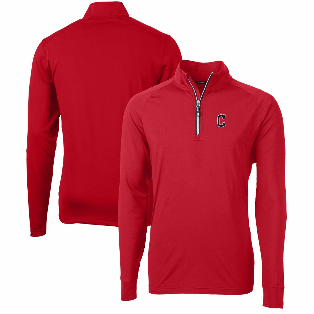 Cleveland Guardians Cutter & Buck Adapt Eco Knit Stretch Recycled Quarter-Zip Pullover Top Red