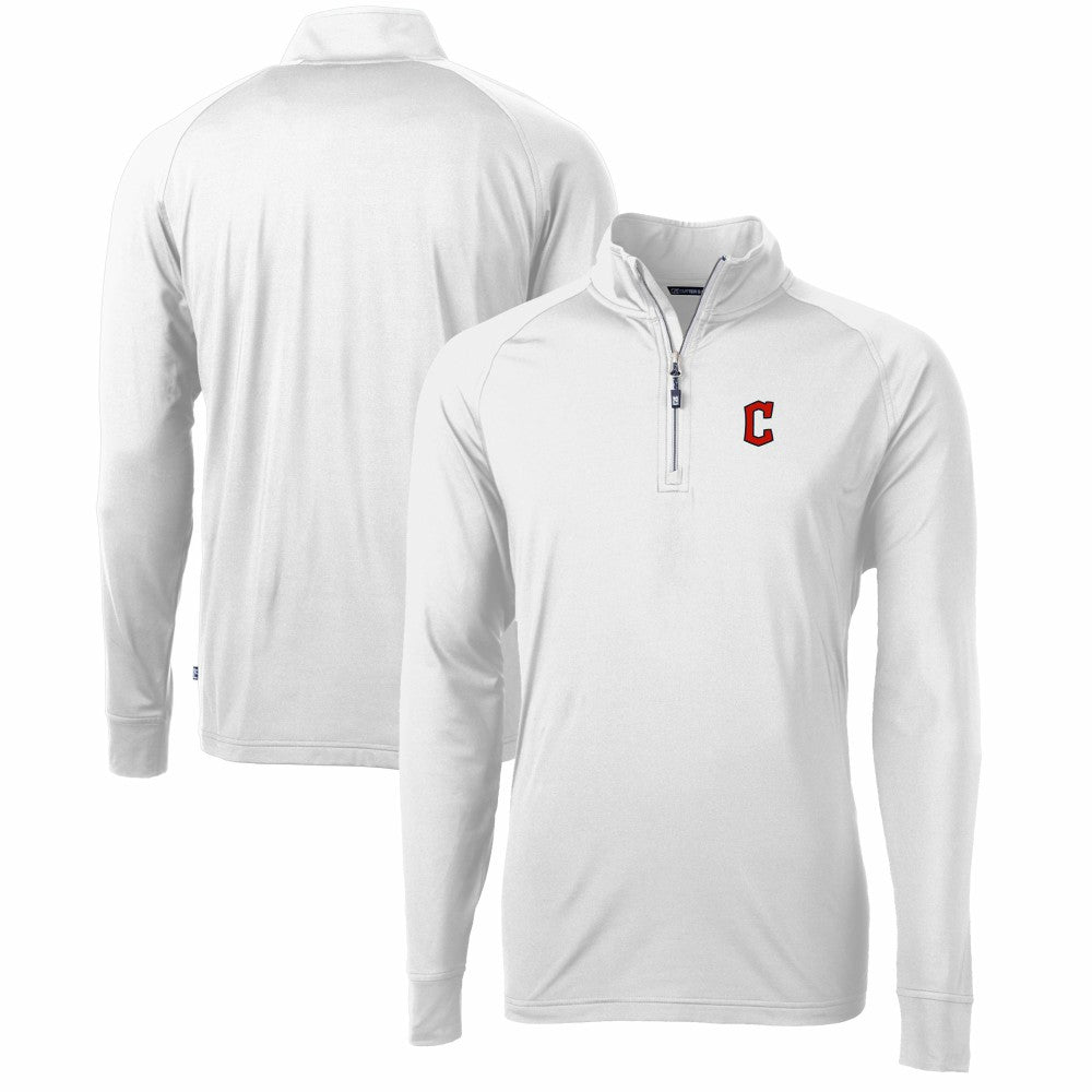 Cleveland Guardians Cutter & Buck Adapt Eco Knit Stretch Recycled Quarter-Zip Pullover Top White