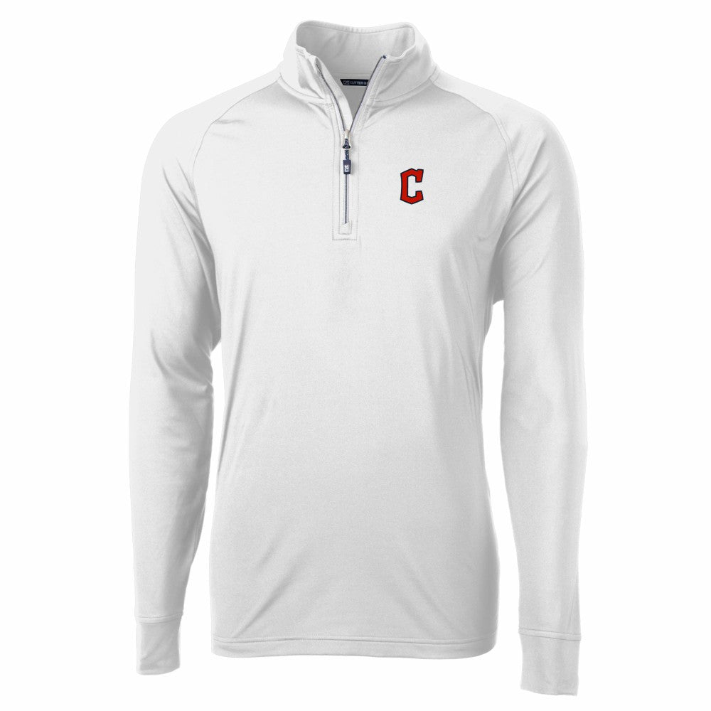 Cleveland Guardians Cutter & Buck Adapt Eco Knit Stretch Recycled Quarter-Zip Pullover Top White