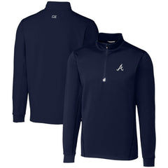 Atlanta Braves Cutter & Buck Traverse Stretch Quarter-Zip Pullover Top Navy