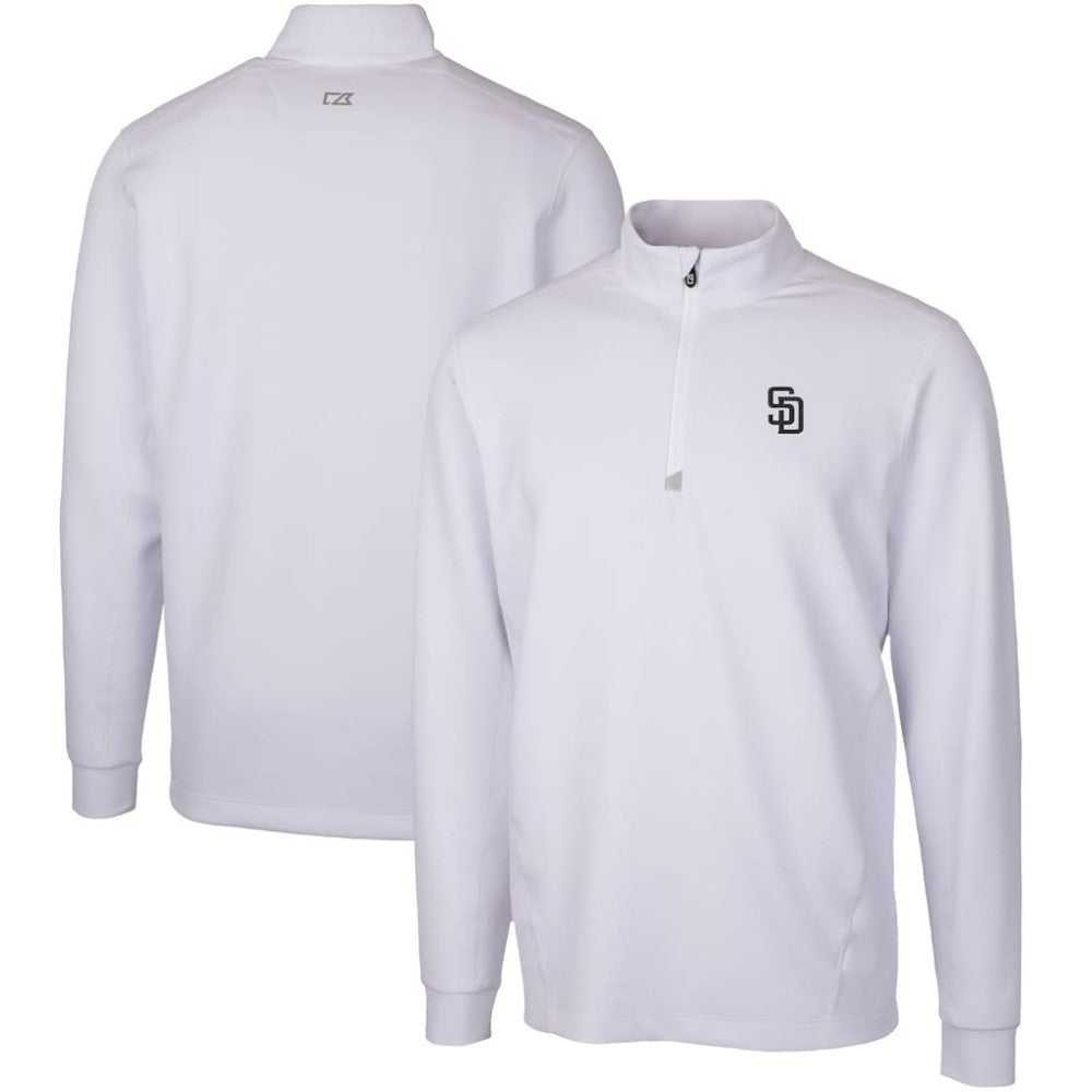 San Diego Padres Cutter & Buck Traverse Stretch Quarter-Zip Pullover Top White