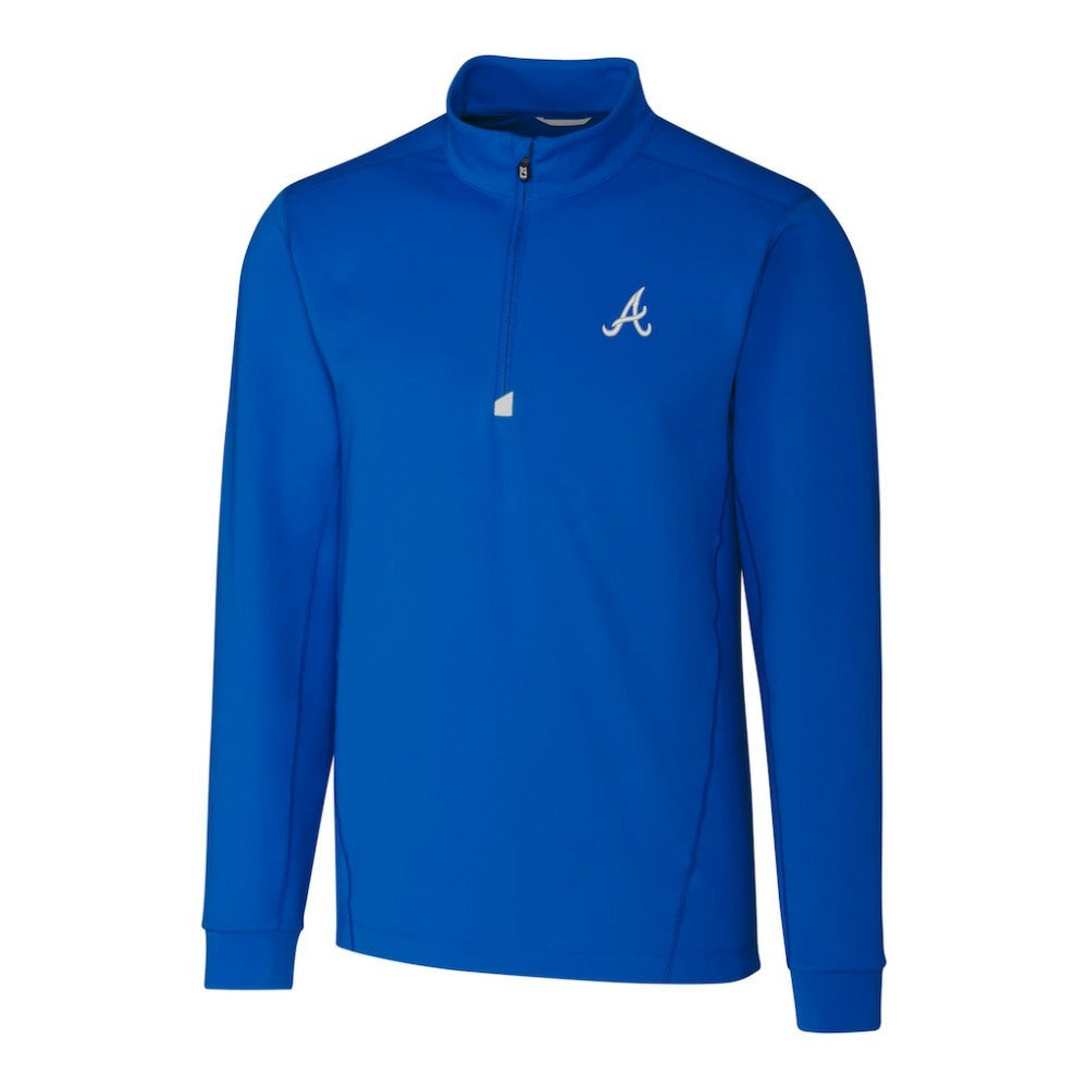 Atlanta Braves Cutter & Buck Traverse Stretch Quarter-Zip Pullover Top Blue