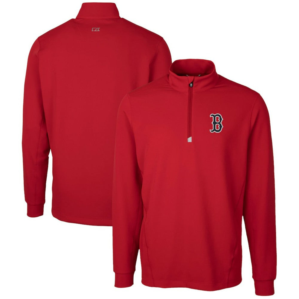 Boston Red Sox Cutter & Buck Traverse Stretch Quarter-Zip Pullover Top Red