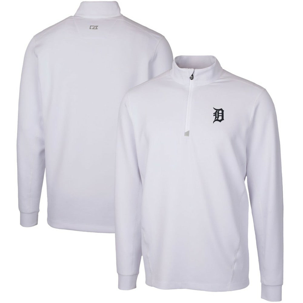 Detroit Tigers Cutter & Buck Traverse Stretch Quarter-Zip Pullover Top White