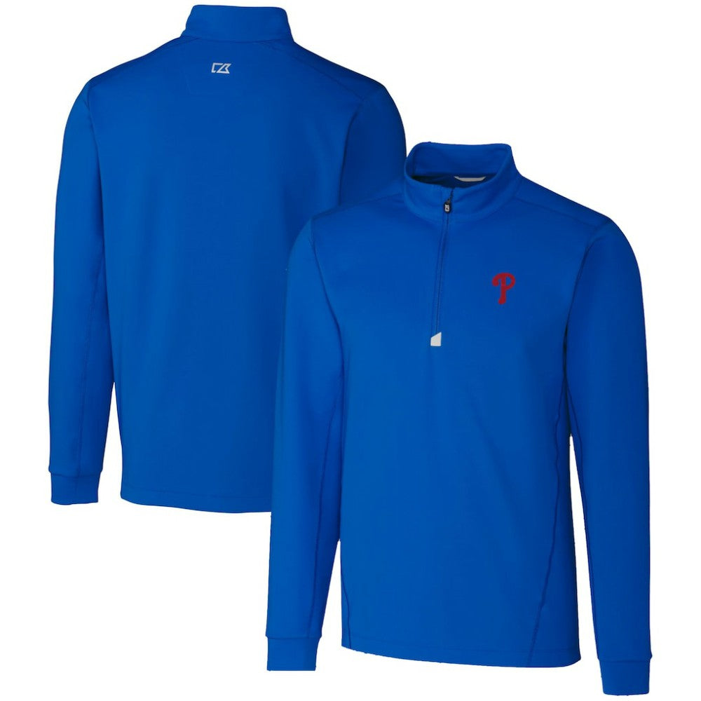 Philadelphia Phillies Cutter & Buck Traverse Stretch Quarter-Zip Pullover Top Royal