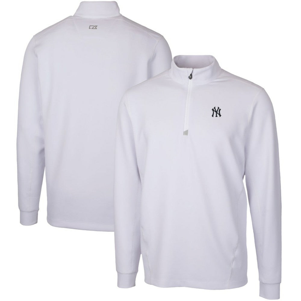 New York Yankees Cutter & Buck Traverse Stretch Quarter-Zip Pullover Top White