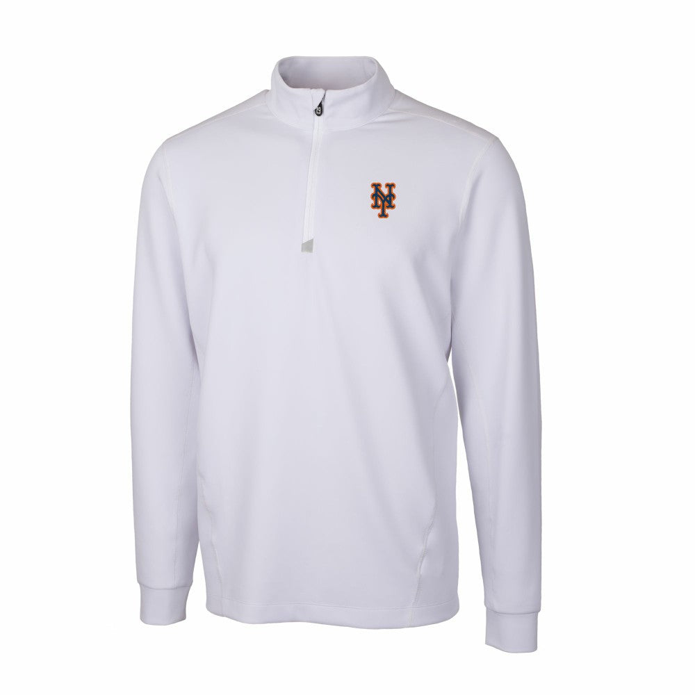 New York Mets Cutter & Buck Traverse Stretch Quarter-Zip Pullover Top White