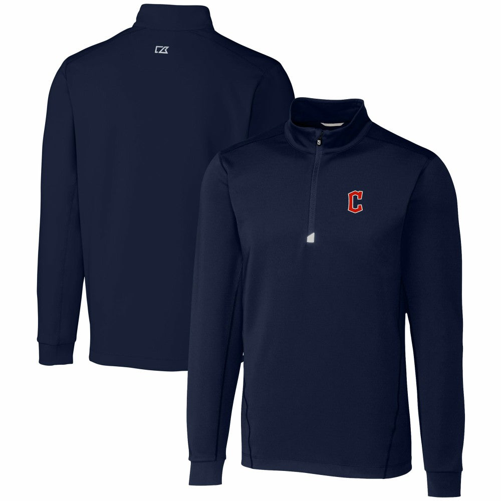 Cleveland Guardians Cutter & Buck Traverse Stretch Quarter-Zip Pullover Top Navy
