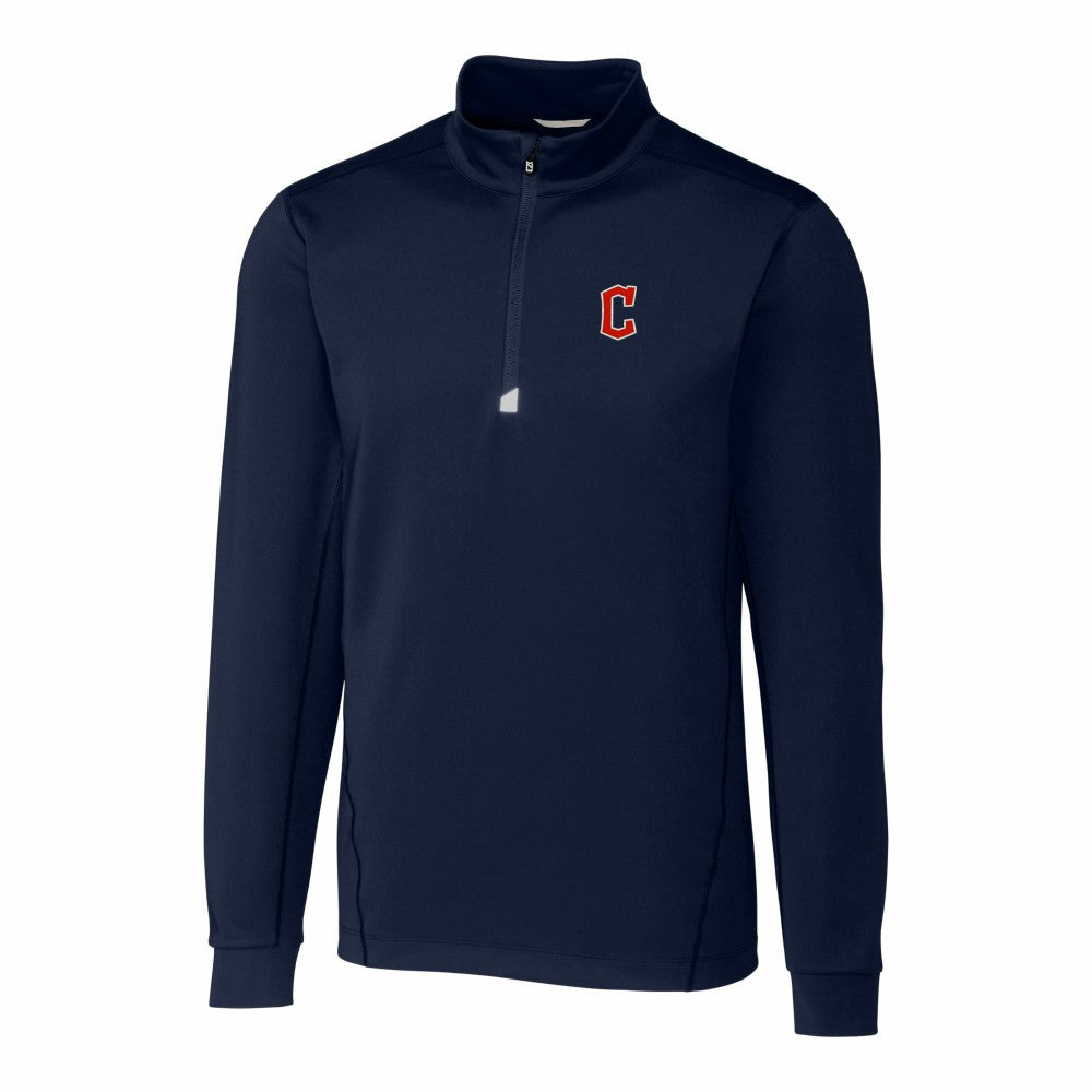 Cleveland Guardians Cutter & Buck Traverse Stretch Quarter-Zip Pullover Top Navy