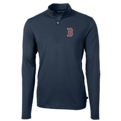 Boston Red Sox Cutter & Buck Virtue Eco Pique Recycled Quarter-Zip Pullover Top Navy