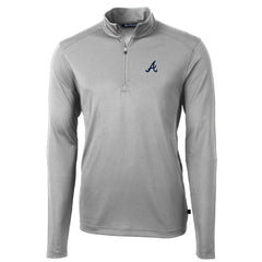 Atlanta Braves Cutter & Buck Virtue Eco Pique Recycled Quarter-Zip Pullover Top Gray
