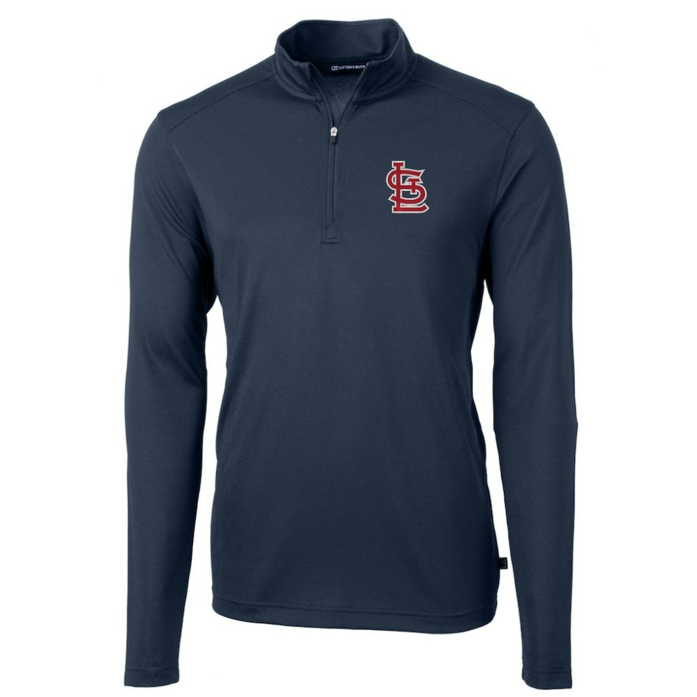 St. Louis Cardinals Cutter & Buck Virtue Eco Pique Recycled Quarter-Zip Pullover Top Navy