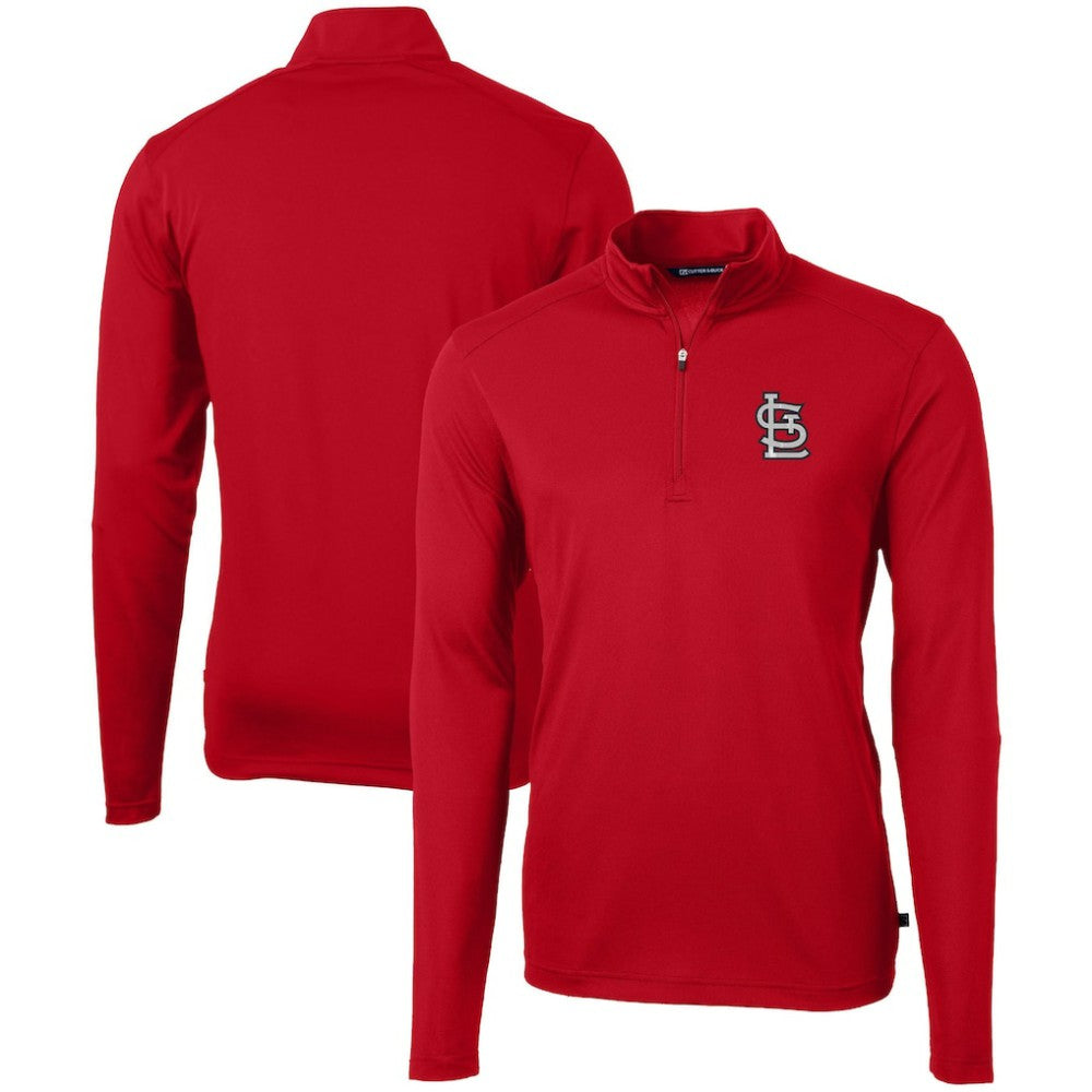 St. Louis Cardinals Cutter & Buck Virtue Eco Pique Recycled Quarter-Zip Pullover Top Red