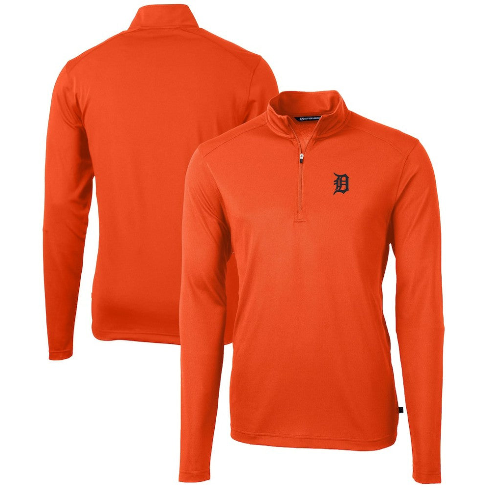 Detroit Tigers Cutter & Buck Virtue Eco Pique Recycled Quarter-Zip Pullover Top Orange