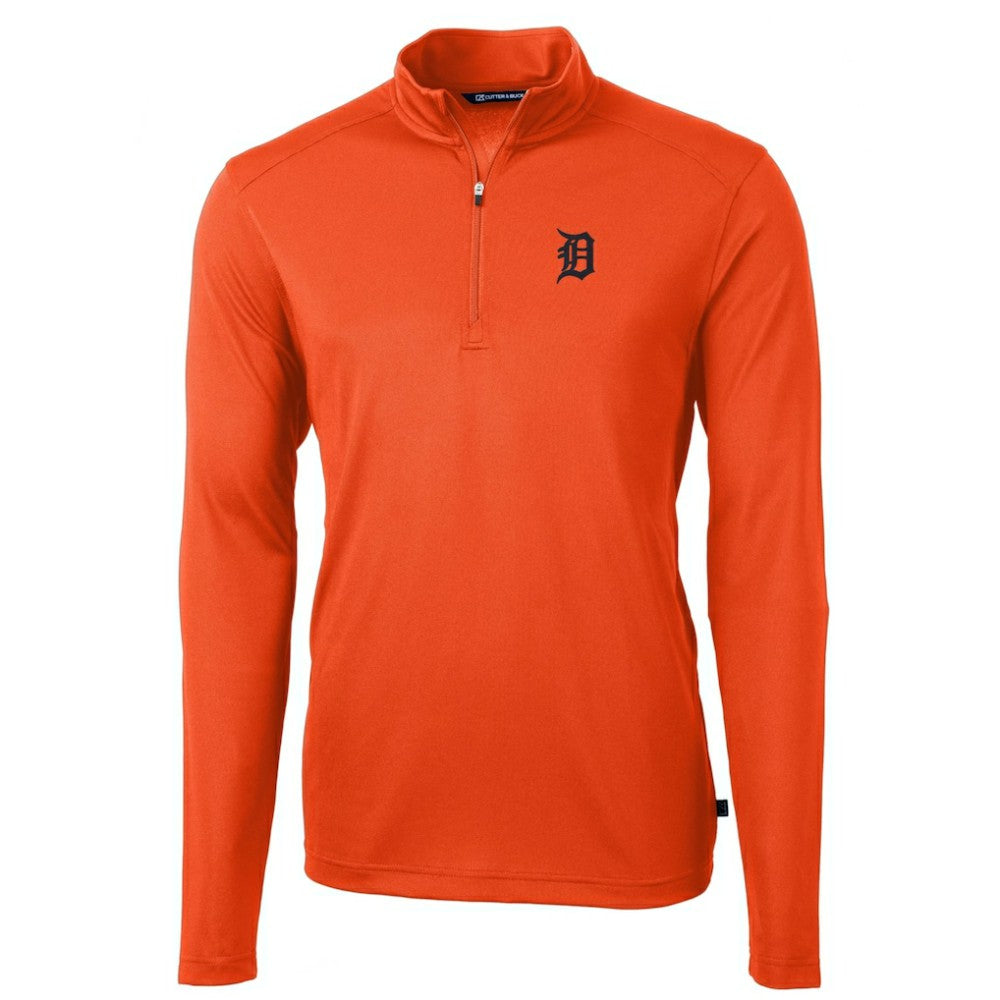 Detroit Tigers Cutter & Buck Virtue Eco Pique Recycled Quarter-Zip Pullover Top Orange