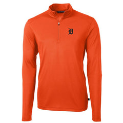 Detroit Tigers Cutter & Buck Virtue Eco Pique Recycled Quarter-Zip Pullover Top Orange