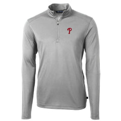 Philadelphia Phillies Cutter & Buck Virtue Eco Pique Recycled Quarter-Zip Pullover Top Gray