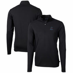 Miami Marlins Cutter & Buck Virtue Eco Pique Recycled Quarter-Zip Pullover Top Black
