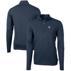 New York Yankees Cutter & Buck Virtue Eco Pique Recycled Quarter-Zip Pullover Top Navy