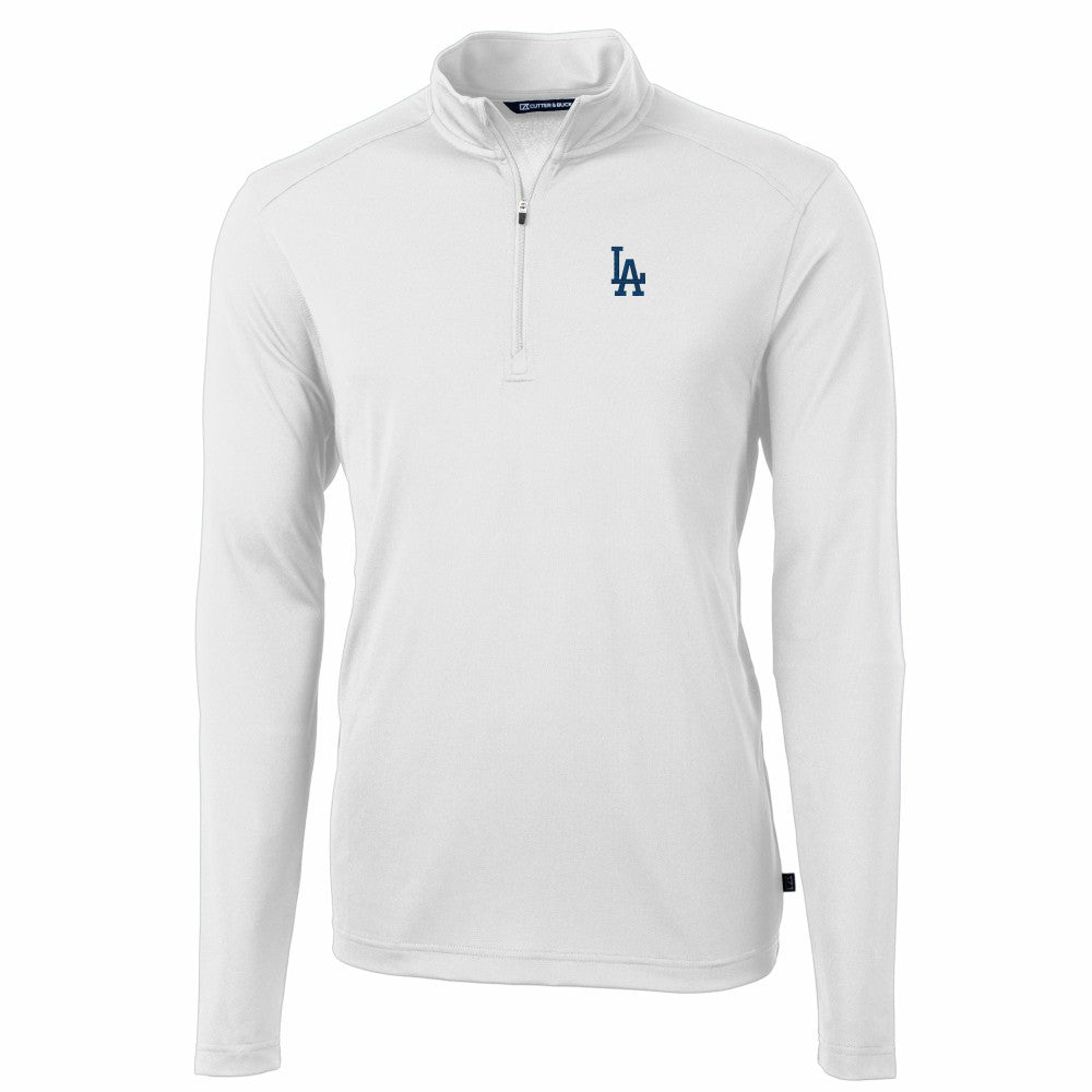 Los Angeles Dodgers Cutter & Buck Virtue Eco Pique Recycled Quarter-Zip Pullover Top White