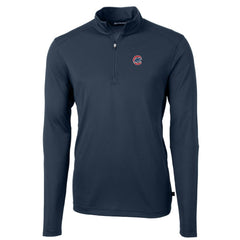 Chicago Cubs Cutter & Buck Virtue Eco Pique Recycled Quarter-Zip Pullover Top Navy