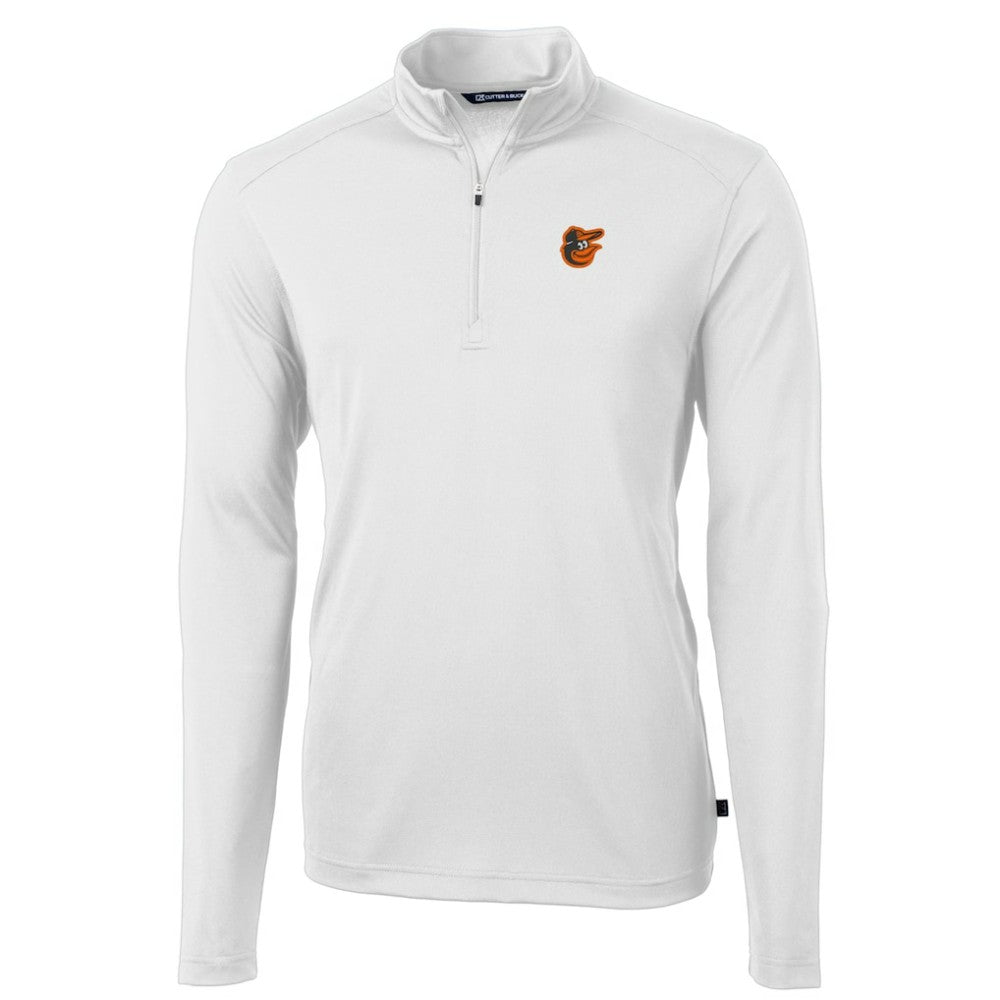Baltimore Orioles Cutter & Buck Virtue Eco Pique Recycled Quarter-Zip Pullover Top White