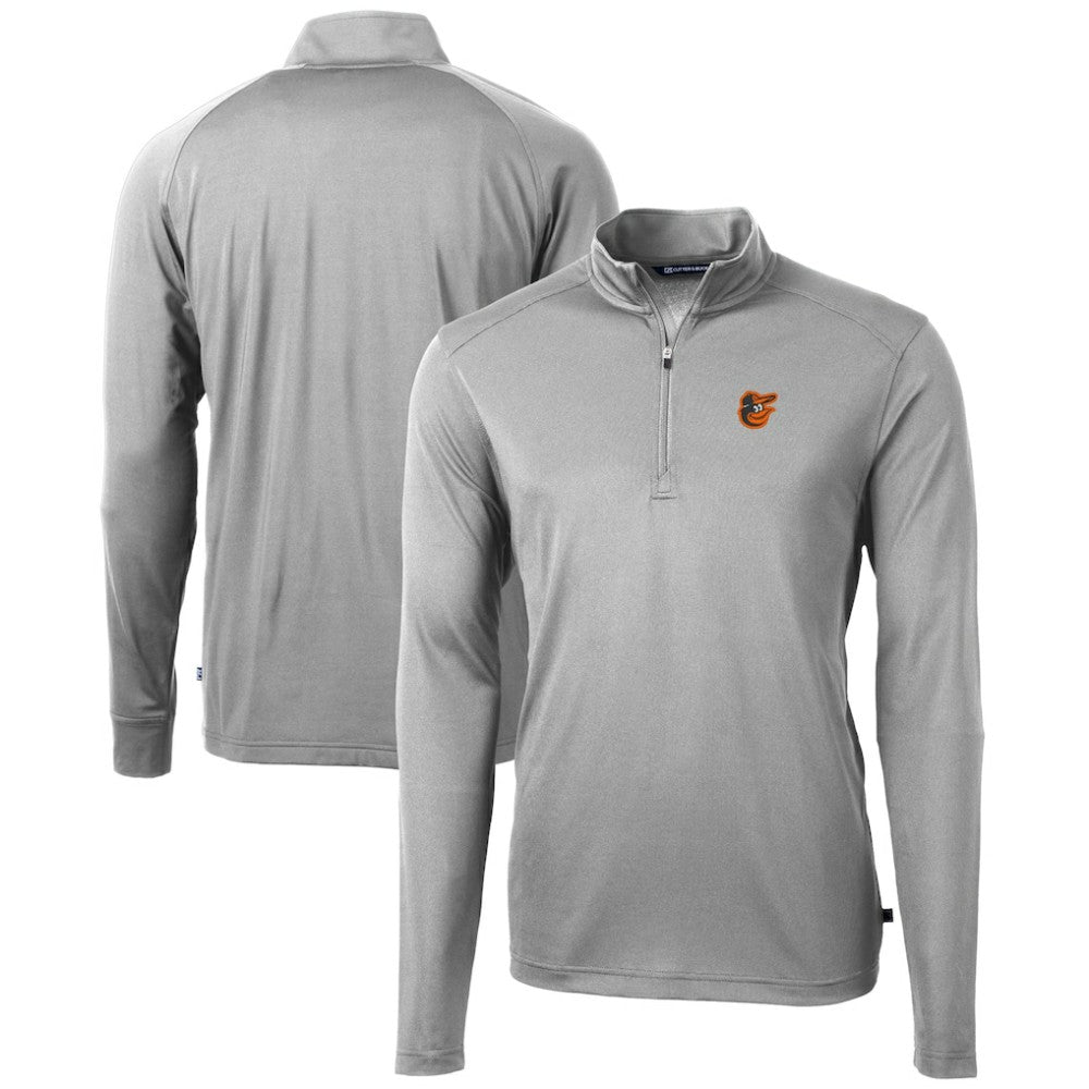 Baltimore Orioles Cutter & Buck Virtue Eco Pique Recycled Quarter-Zip Pullover Top Gray