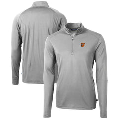 Baltimore Orioles Cutter & Buck Virtue Eco Pique Recycled Quarter-Zip Pullover Top Gray