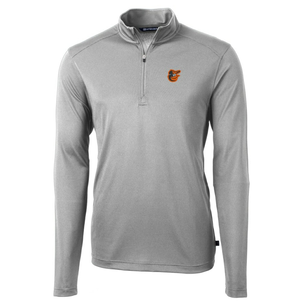 Baltimore Orioles Cutter & Buck Virtue Eco Pique Recycled Quarter-Zip Pullover Top Gray