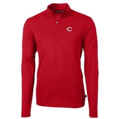 Cincinnati Reds Cutter & Buck Virtue Eco Pique Recycled Quarter-Zip Pullover Top Red