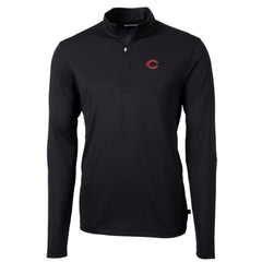 Cincinnati Reds Cutter & Buck Virtue Eco Pique Recycled Quarter-Zip Pullover Top Black
