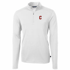 Cleveland Guardians Cutter & Buck Virtue Eco Pique Recycled Quarter-Zip Pullover Top White