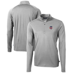 Minnesota Twins Cutter & Buck Virtue Eco Pique Recycled Quarter-Zip Pullover Top Gray