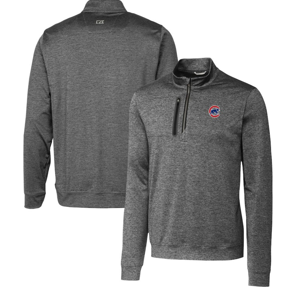 Chicago Cubs Cutter & Buck Stealth Heathered Quarter-Zip Pullover Top Gray