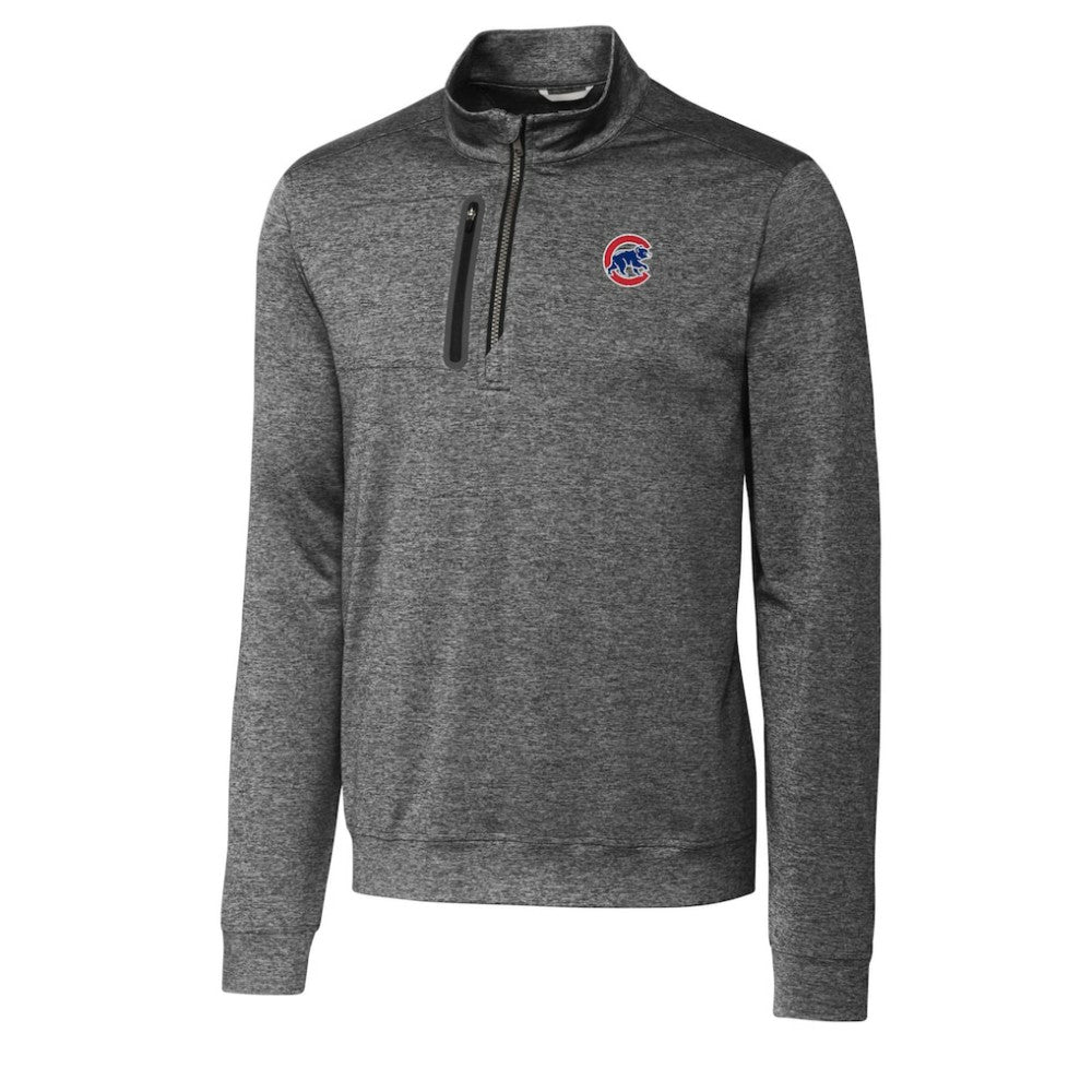 Chicago Cubs Cutter & Buck Stealth Heathered Quarter-Zip Pullover Top Gray