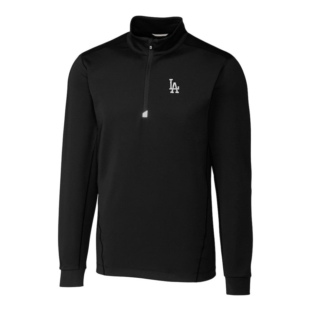 Los Angeles Dodgers Cutter & Buck Big & Tall Traverse Stretch Quarter-Zip Pullover Top Black