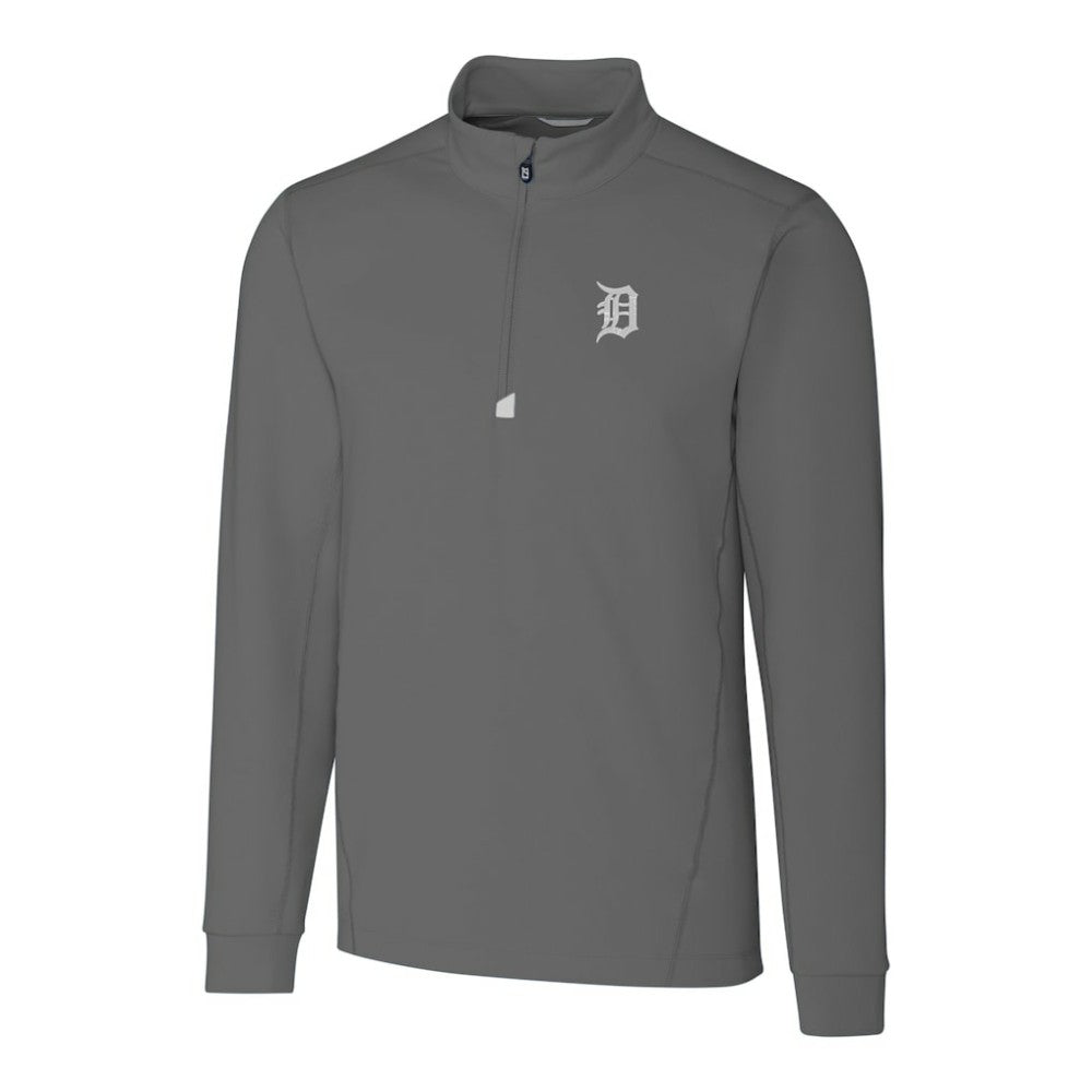 Detroit Tigers Cutter & Buck Big & Tall Traverse Stretch Quarter-Zip Pullover Top Gray