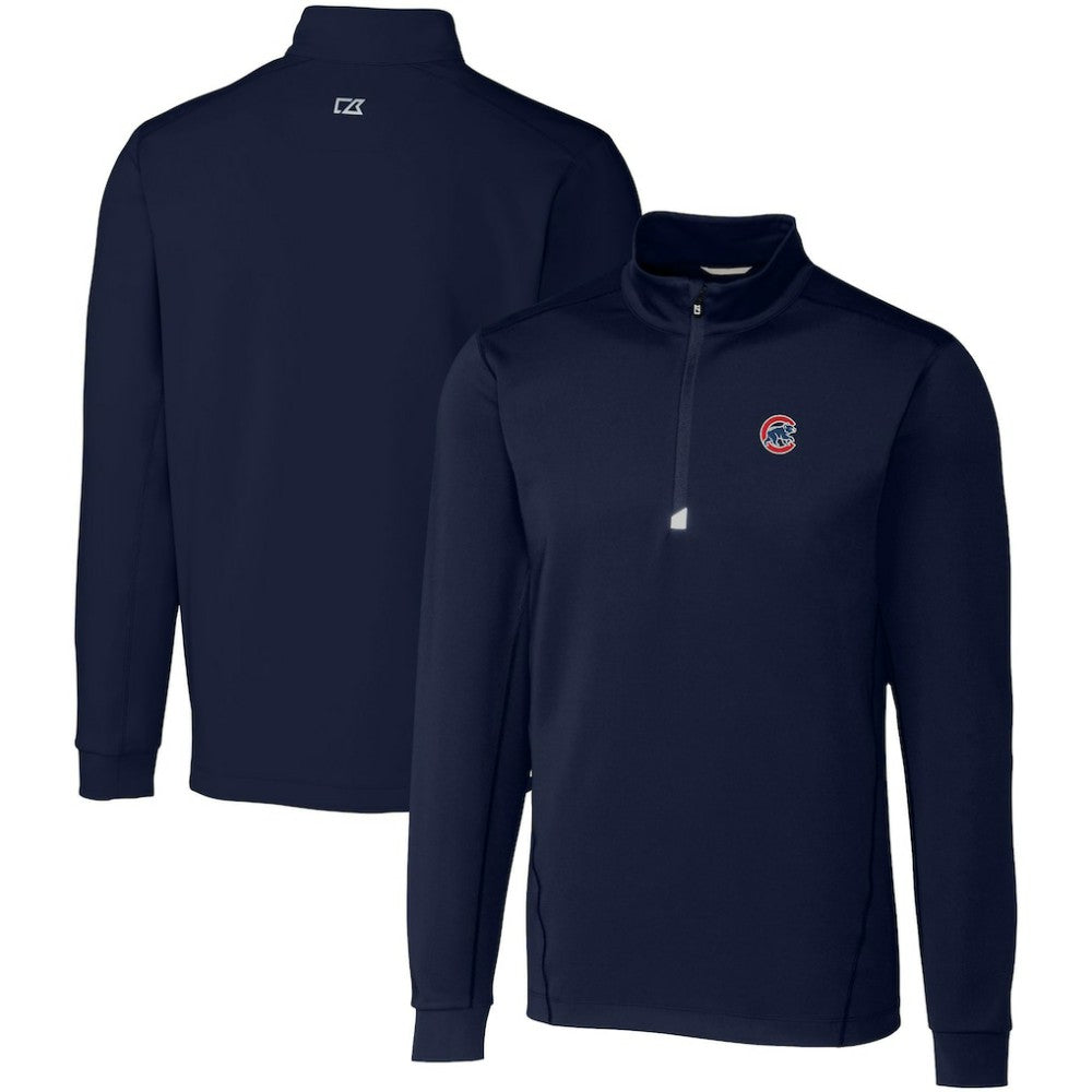 Chicago Cubs Cutter & Buck Big & Tall Traverse Stretch Quarter-Zip Pullover Top Navy