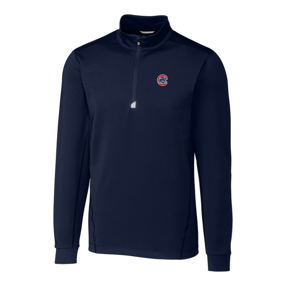 Chicago Cubs Cutter & Buck Big & Tall Traverse Stretch Quarter-Zip Pullover Top Navy