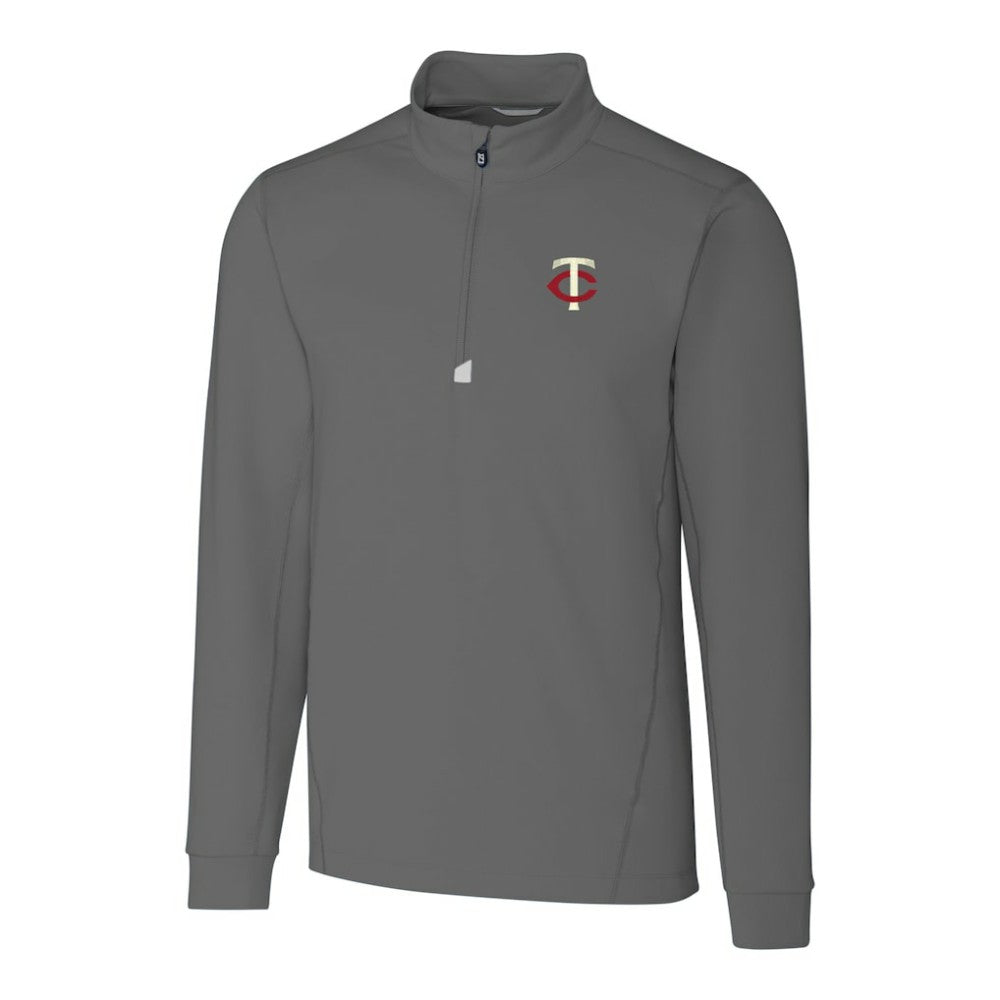 Minnesota Twins Cutter & Buck Big & Tall Traverse Stretch Quarter-Zip Pullover Top Gray